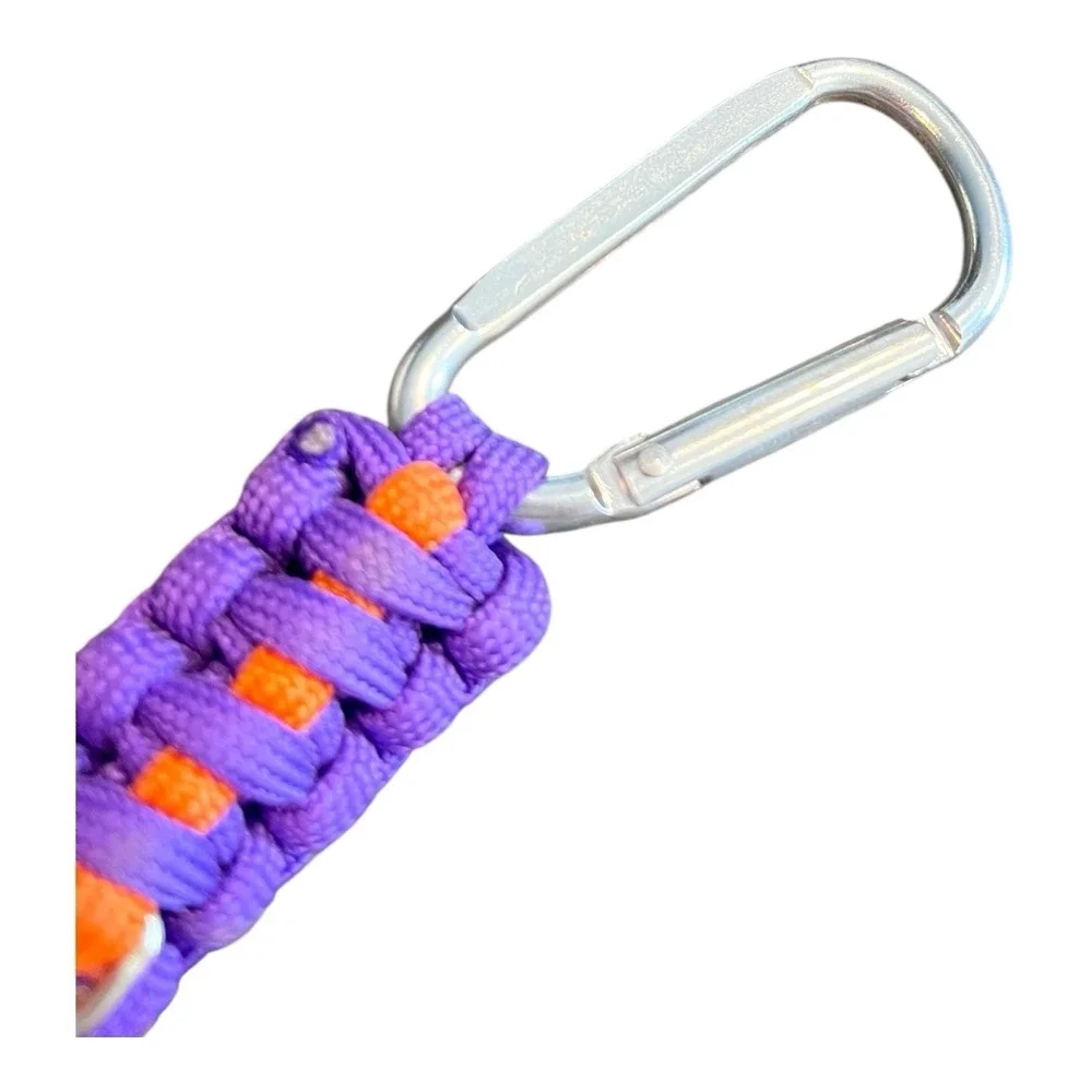 2 Clemson Tigers Paw Key Chains- Paracord W/ Carabiner & Lanyard W/Carabiner